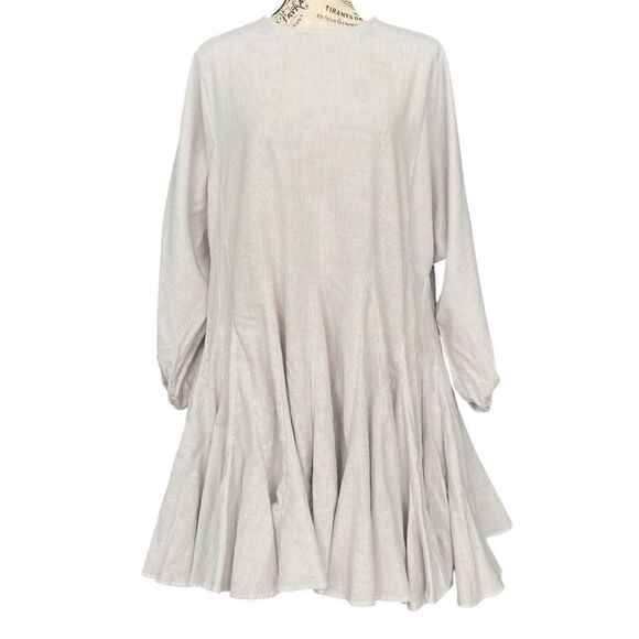 Aura A line Striped Long Sleeve Pleated Mini Dress in Size Small - Picture 3 of 11